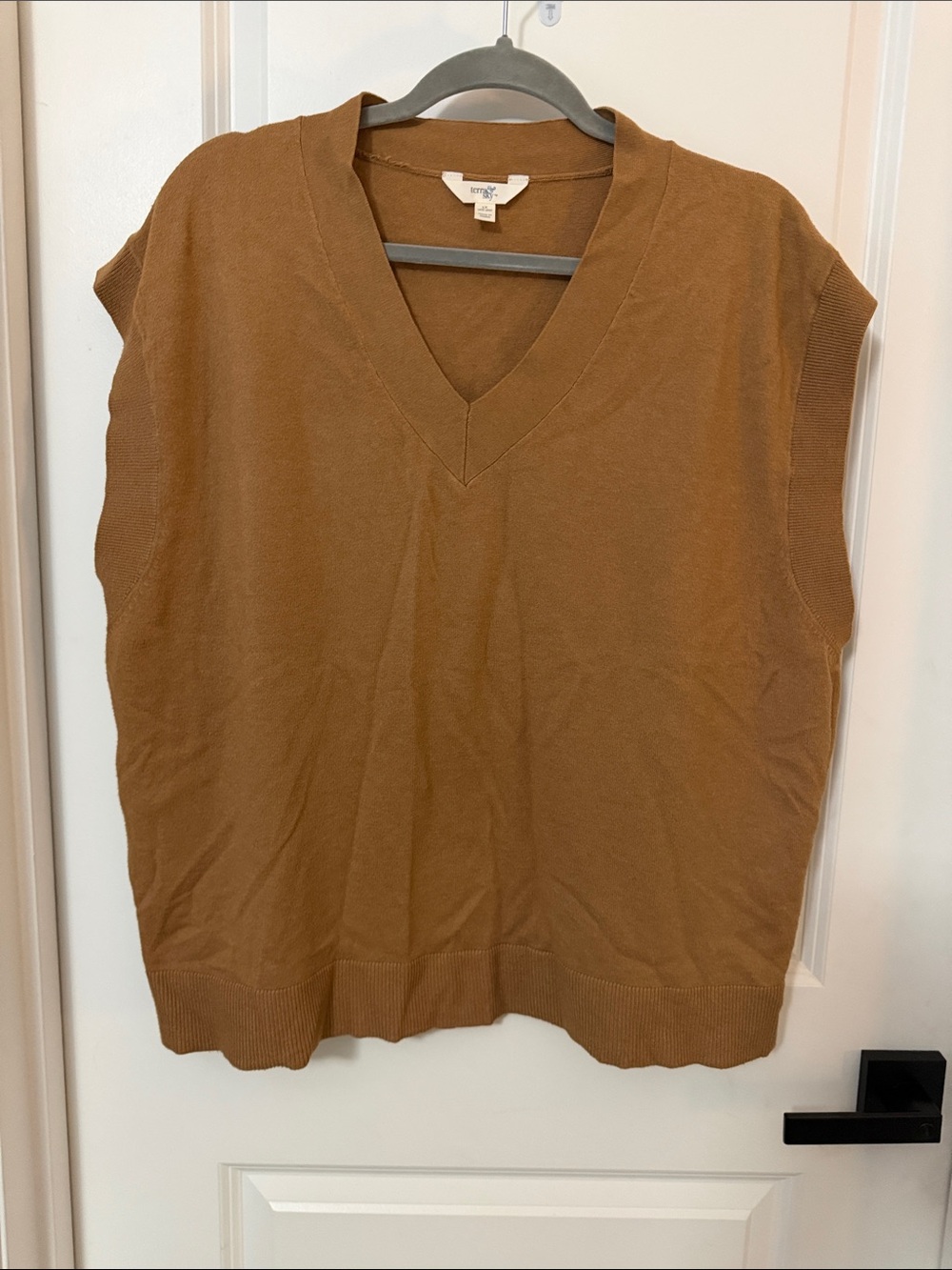Terra & Sky Camel Brown V-Neck Sleeveless Sweater Vest